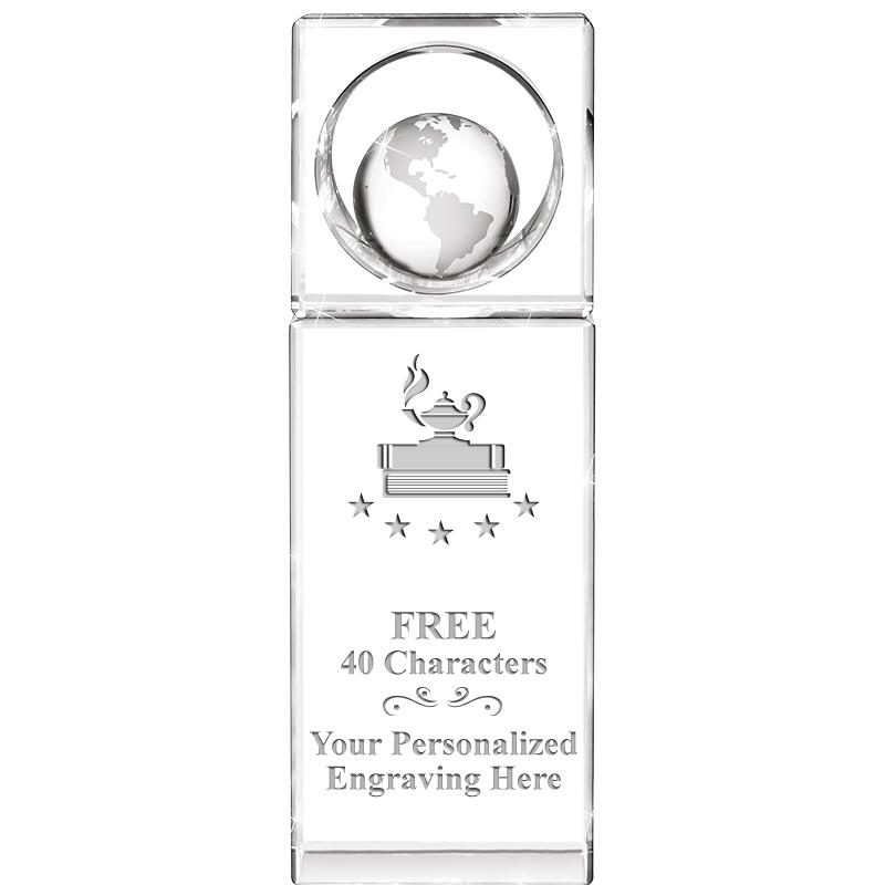 8"WINNERS CIRCLE GLOBE CRYSTAL