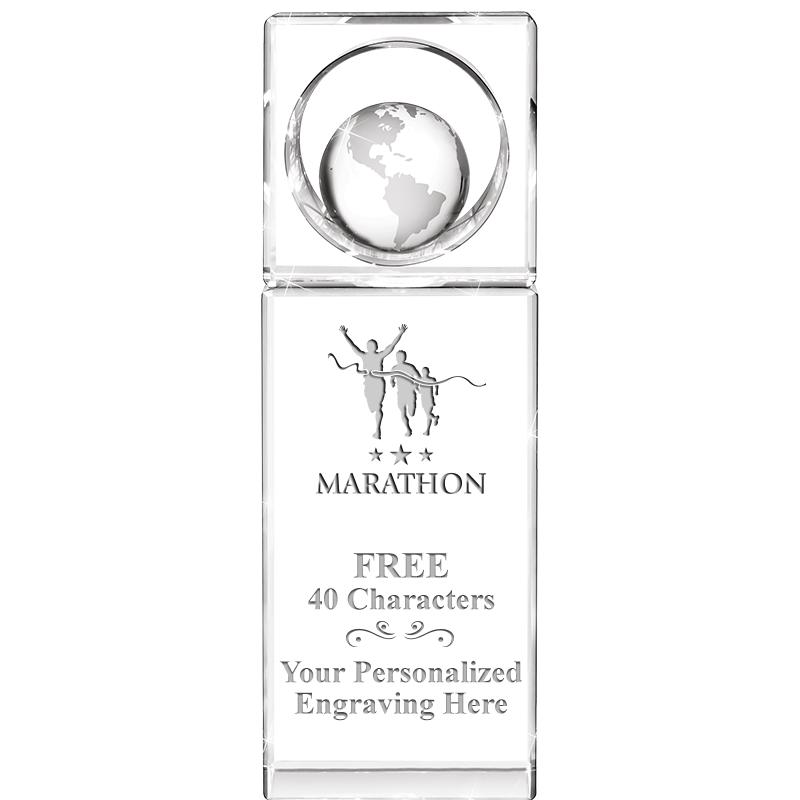 8"WINNERS CIRCLE GLOBE CRYSTAL