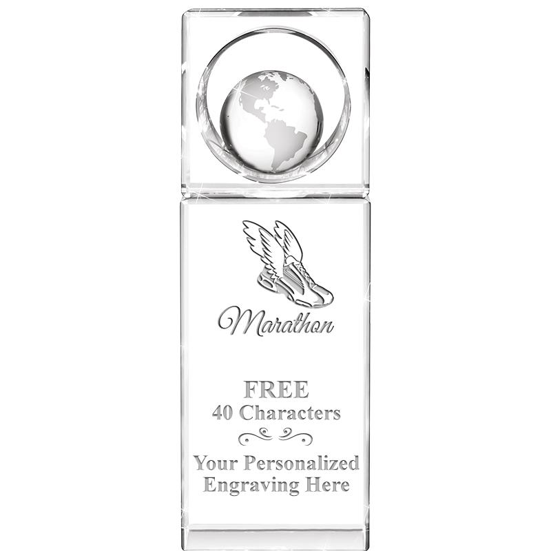 8"WINNERS CIRCLE GLOBE CRYSTAL