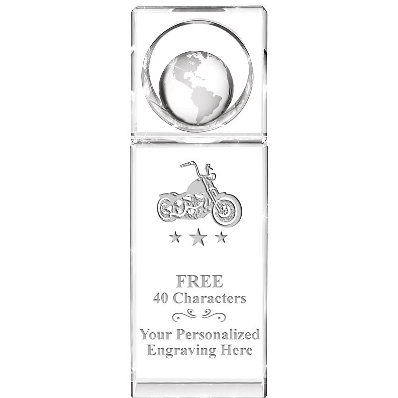 8"WINNERS CIRCLE GLOBE CRYSTAL