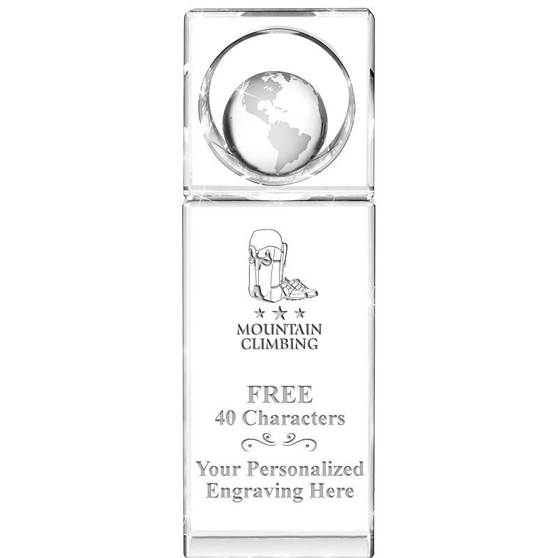 8"WINNERS CIRCLE GLOBE CRYSTAL