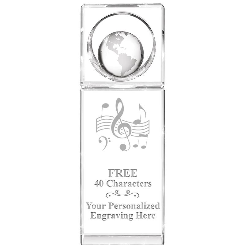 8"WINNERS CIRCLE GLOBE CRYSTAL