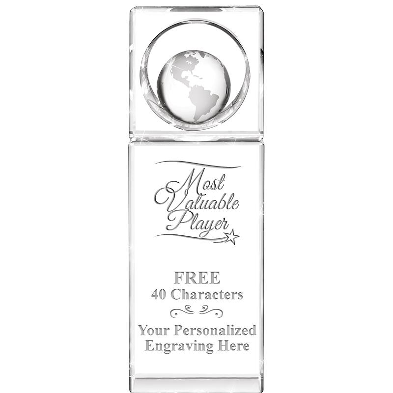 8"WINNERS CIRCLE GLOBE CRYSTAL