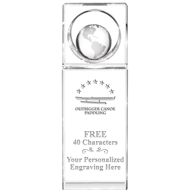 8"WINNERS CIRCLE GLOBE CRYSTAL