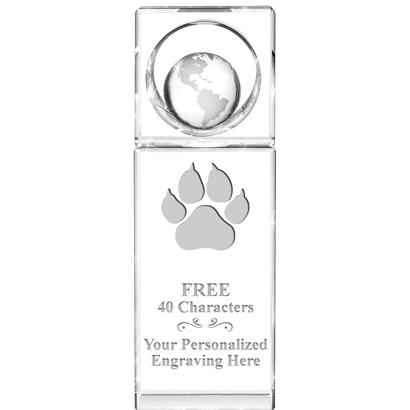 8"WINNERS CIRCLE GLOBE CRYSTAL