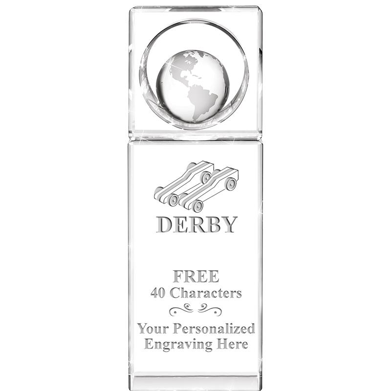 8"WINNERS CIRCLE GLOBE CRYSTAL