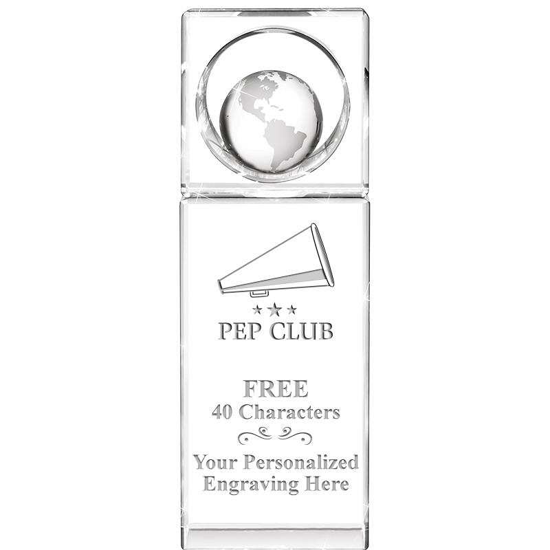 8"WINNERS CIRCLE GLOBE CRYSTAL