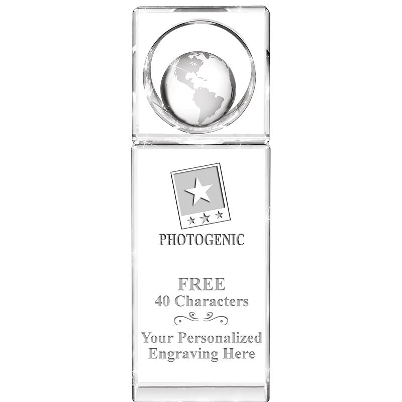 8"WINNERS CIRCLE GLOBE CRYSTAL