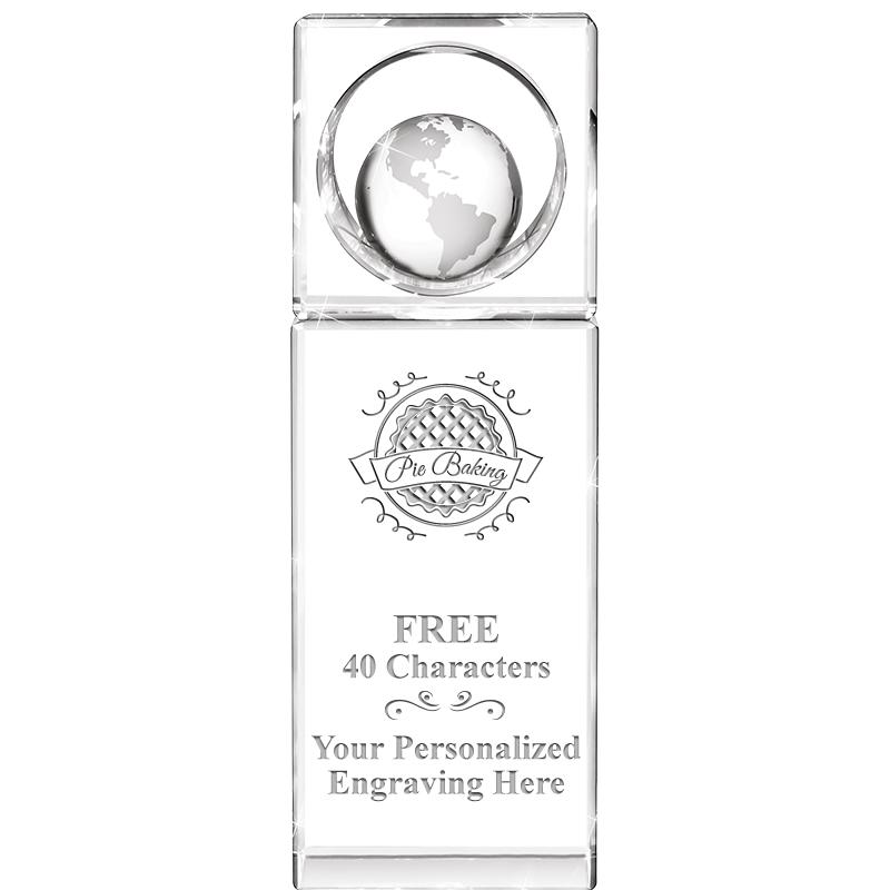 8"WINNERS CIRCLE GLOBE CRYSTAL