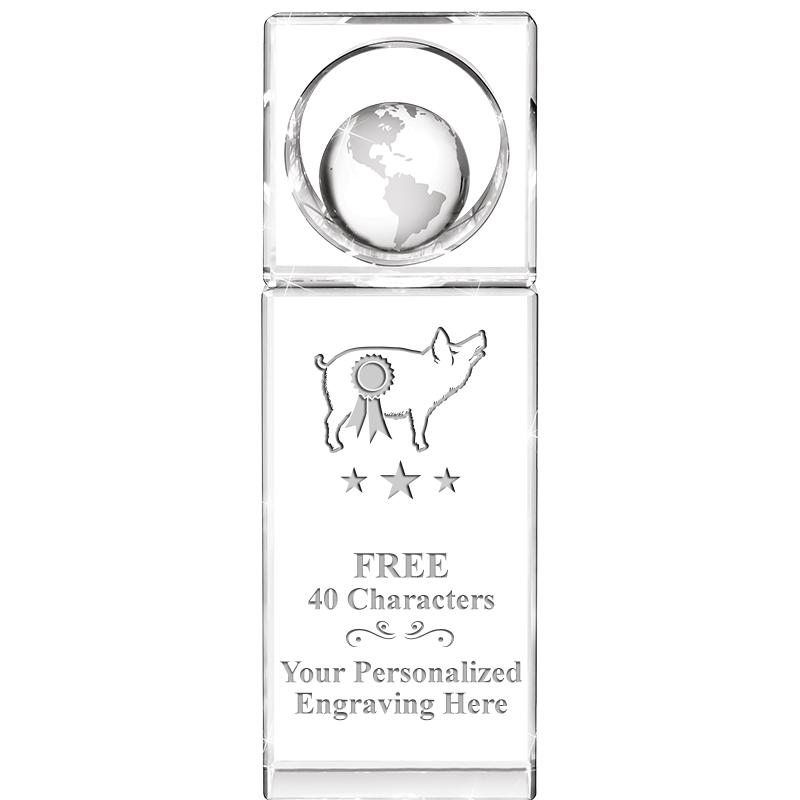 8"WINNERS CIRCLE GLOBE CRYSTAL