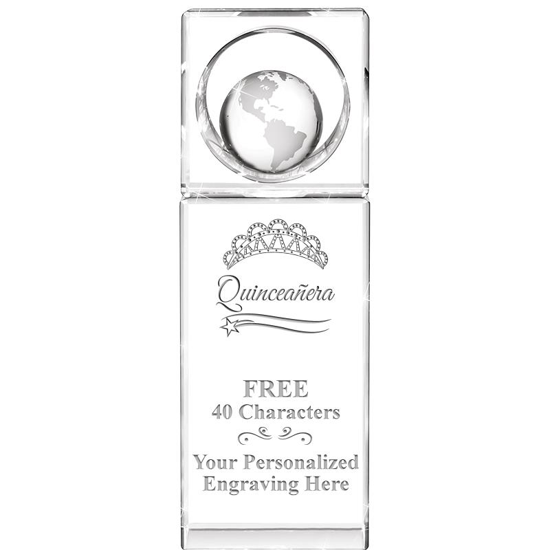 8"WINNERS CIRCLE GLOBE CRYSTAL