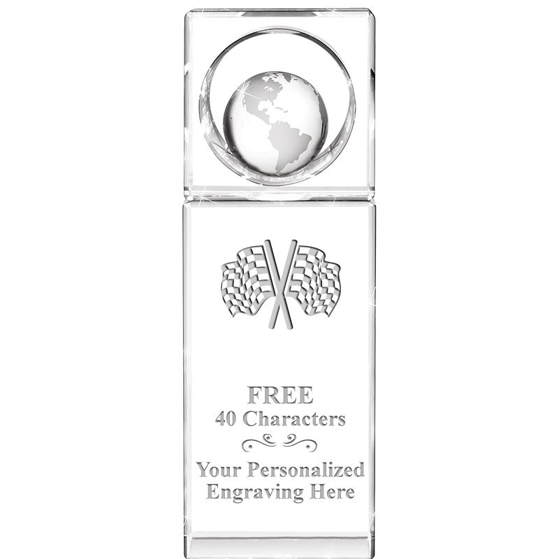 8"WINNERS CIRCLE GLOBE CRYSTAL