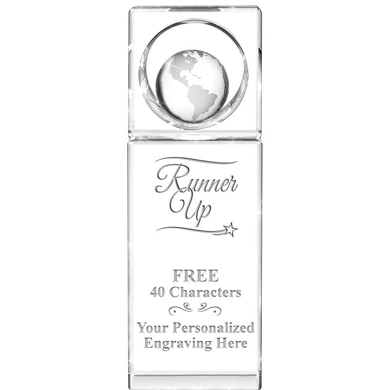 8"WINNERS CIRCLE GLOBE CRYSTAL