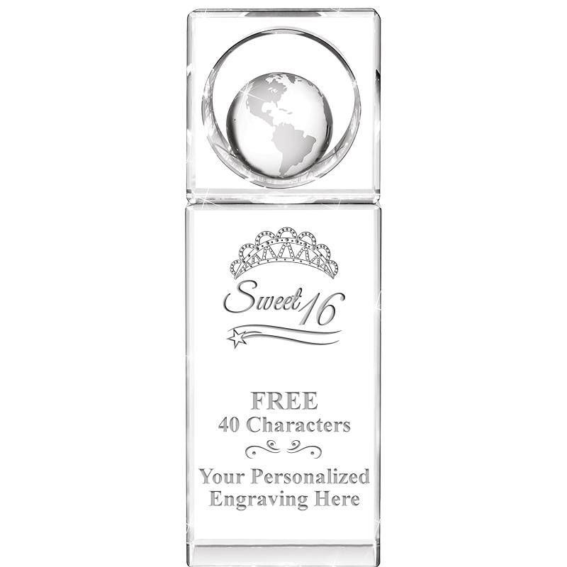 8"WINNERS CIRCLE GLOBE CRYSTAL