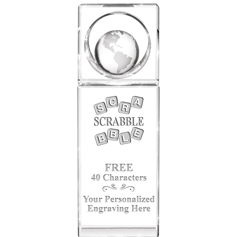 8"WINNERS CIRCLE GLOBE CRYSTAL