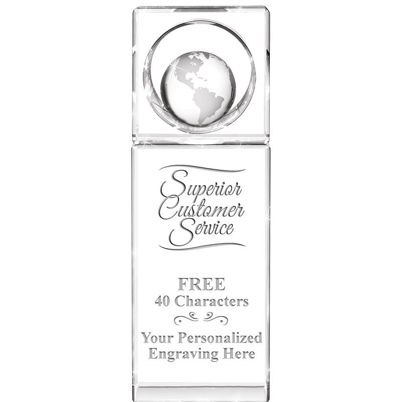 8"WINNERS CIRCLE GLOBE CRYSTAL