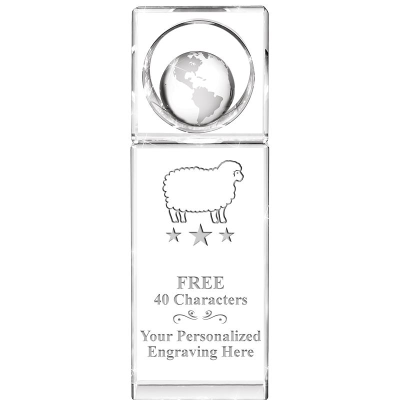 8"WINNERS CIRCLE GLOBE CRYSTAL