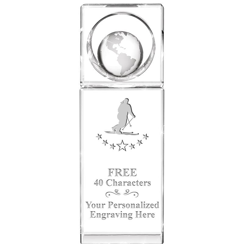 8"WINNERS CIRCLE GLOBE CRYSTAL