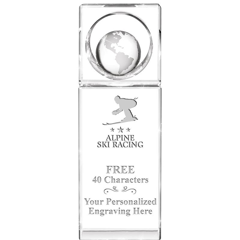 8"WINNERS CIRCLE GLOBE CRYSTAL