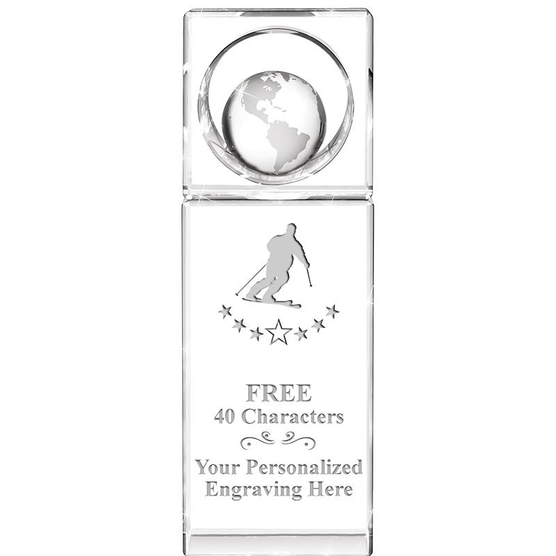 8"WINNERS CIRCLE GLOBE CRYSTAL