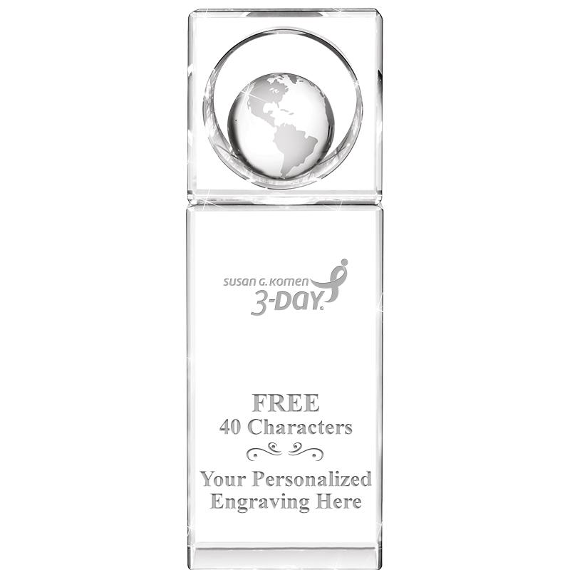 8"WINNERS CIRCLE GLOBE CRYSTAL