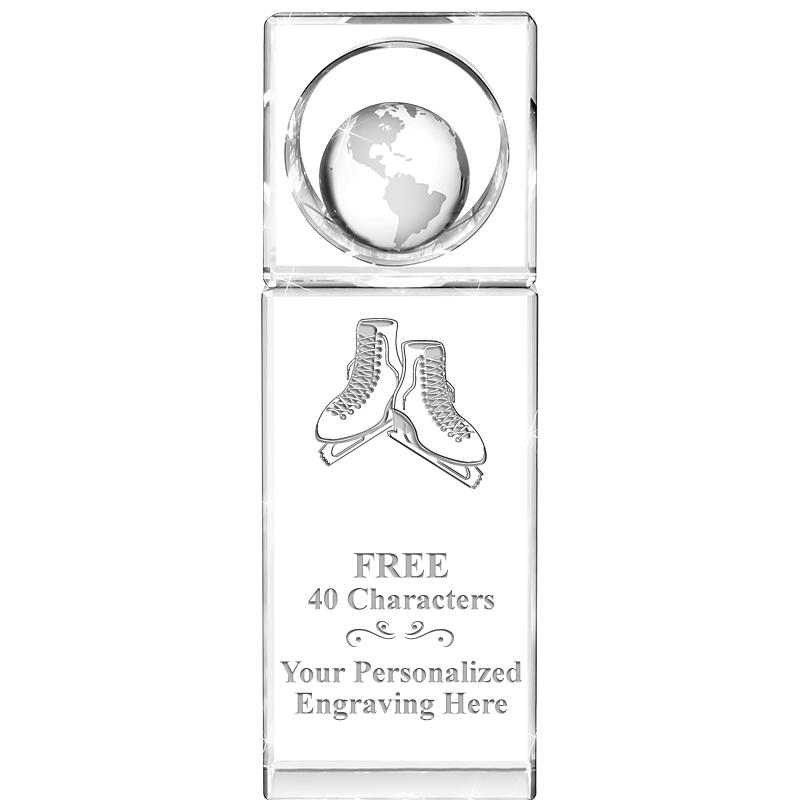 8"WINNERS CIRCLE GLOBE CRYSTAL