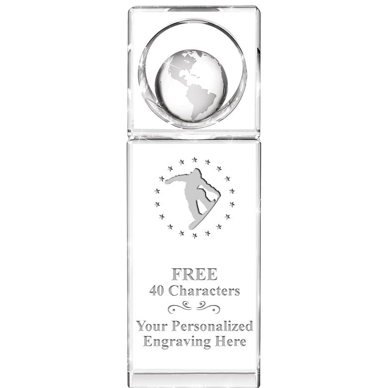 8"WINNERS CIRCLE GLOBE CRYSTAL