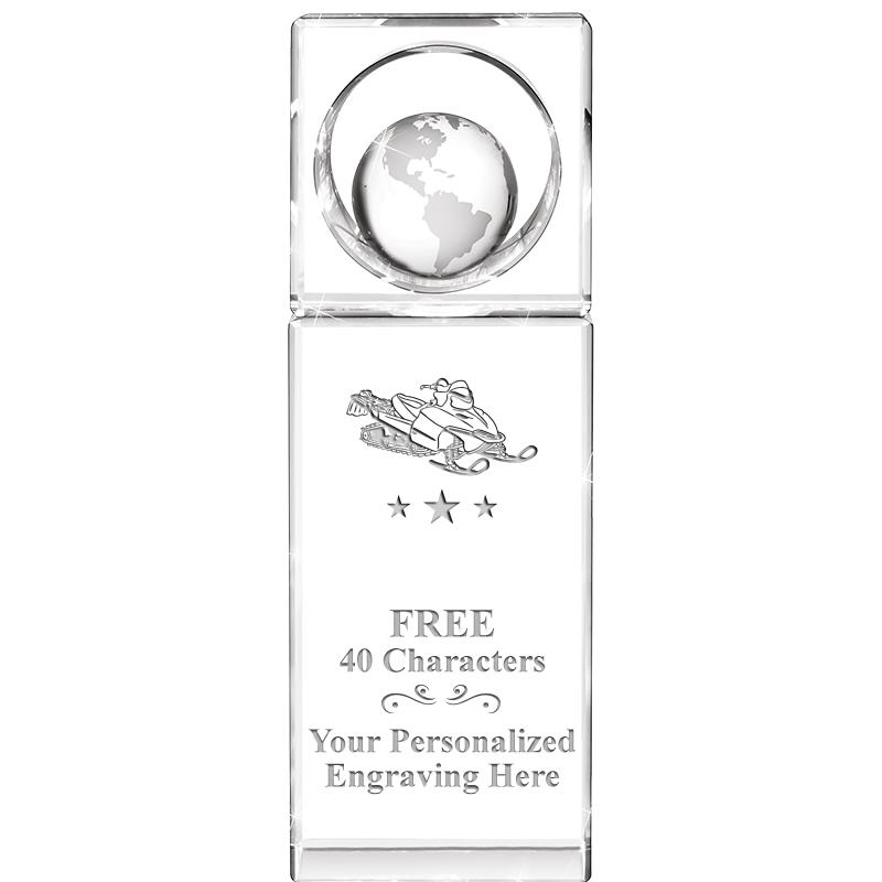 8"WINNERS CIRCLE GLOBE CRYSTAL