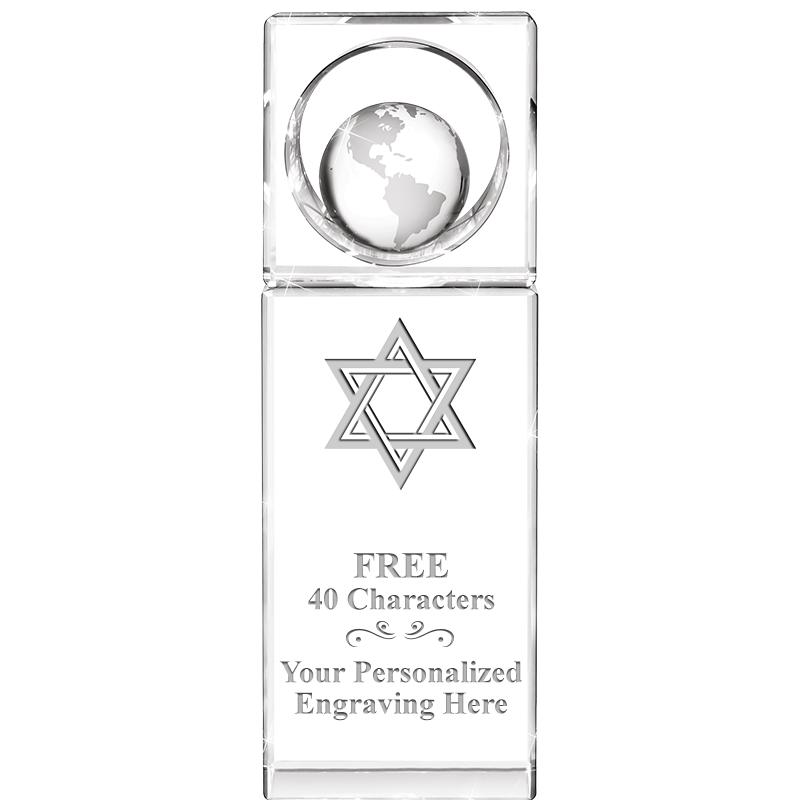 8"WINNERS CIRCLE GLOBE CRYSTAL