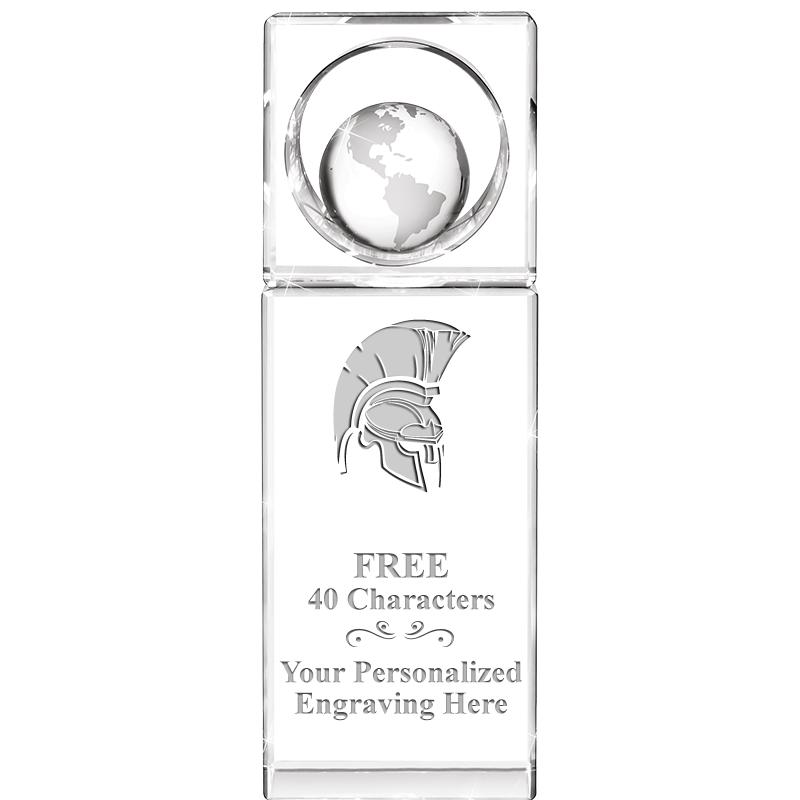 8"WINNERS CIRCLE GLOBE CRYSTAL