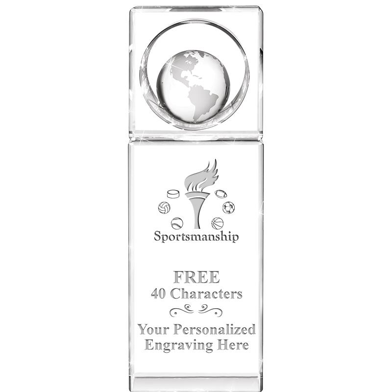 8"WINNERS CIRCLE GLOBE CRYSTAL