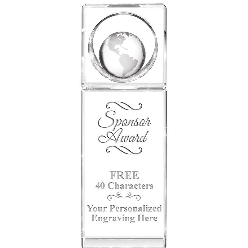 8"WINNERS CIRCLE GLOBE CRYSTAL