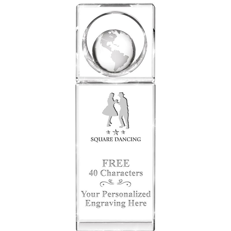 8"WINNERS CIRCLE GLOBE CRYSTAL