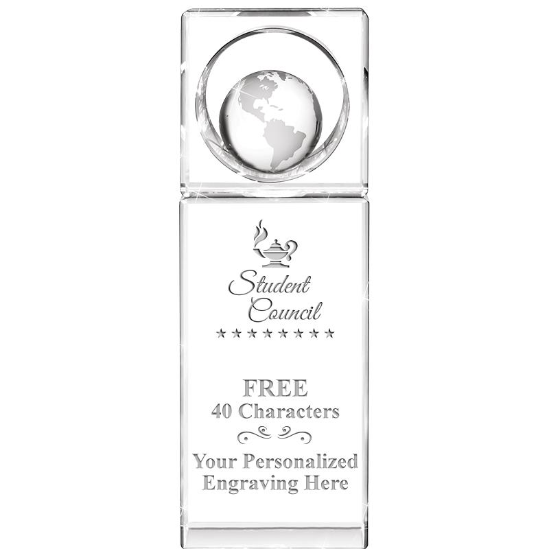 8"WINNERS CIRCLE GLOBE CRYSTAL