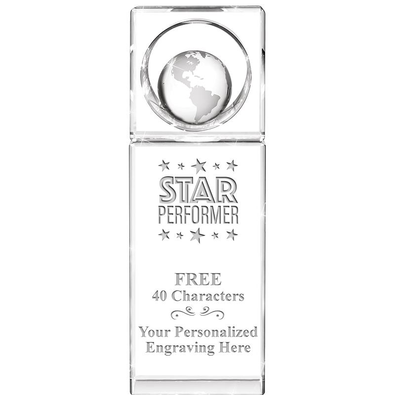 8"WINNERS CIRCLE GLOBE CRYSTAL