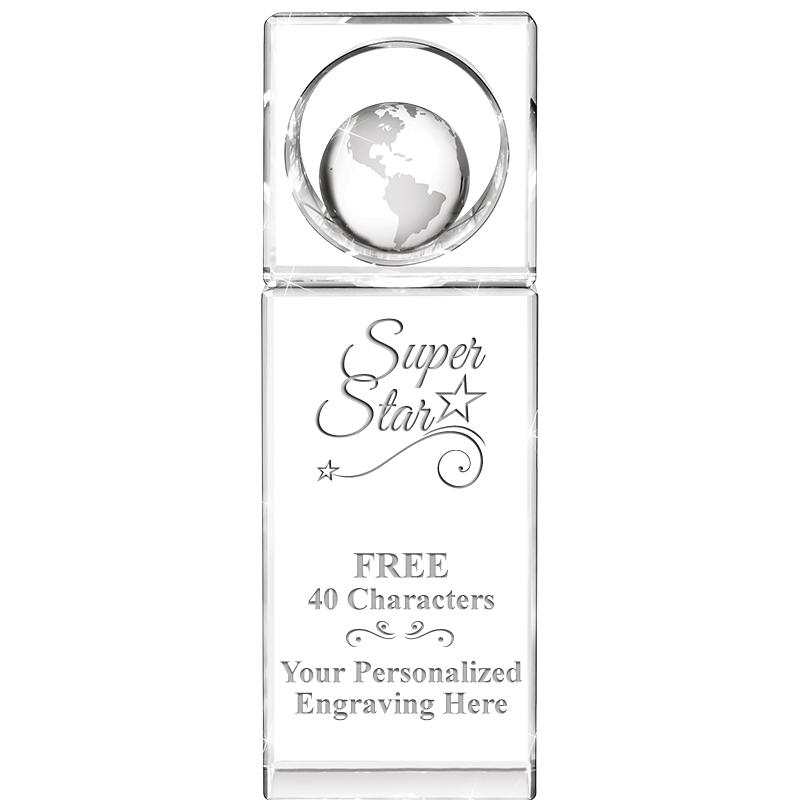 8"WINNERS CIRCLE GLOBE CRYSTAL