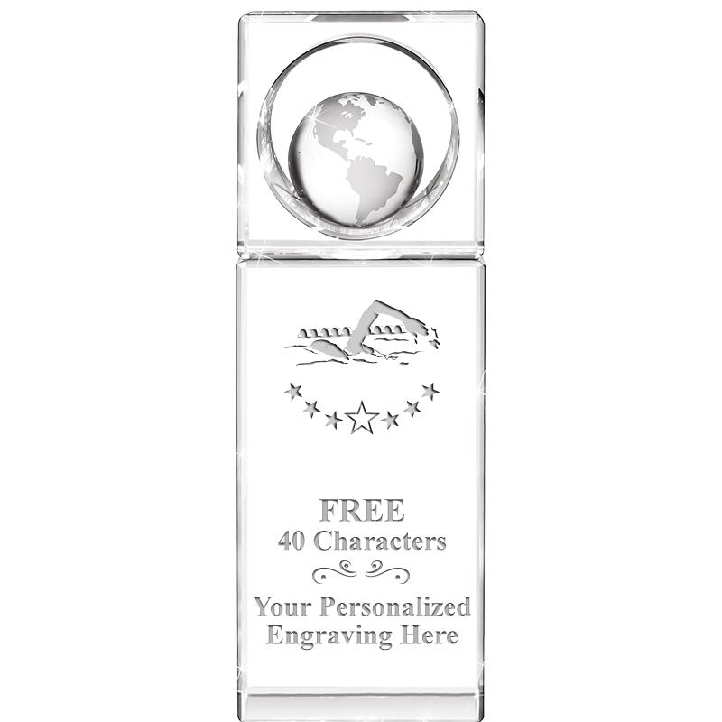 8"WINNERS CIRCLE GLOBE CRYSTAL