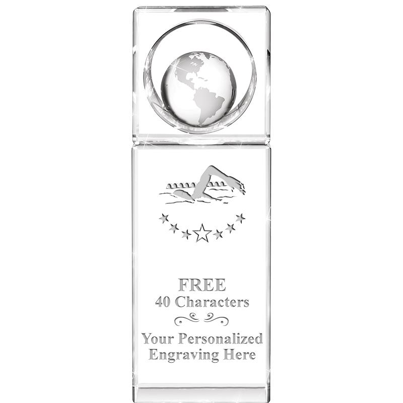 8"WINNERS CIRCLE GLOBE CRYSTAL