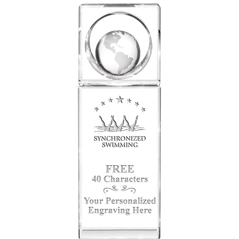 8"WINNERS CIRCLE GLOBE CRYSTAL