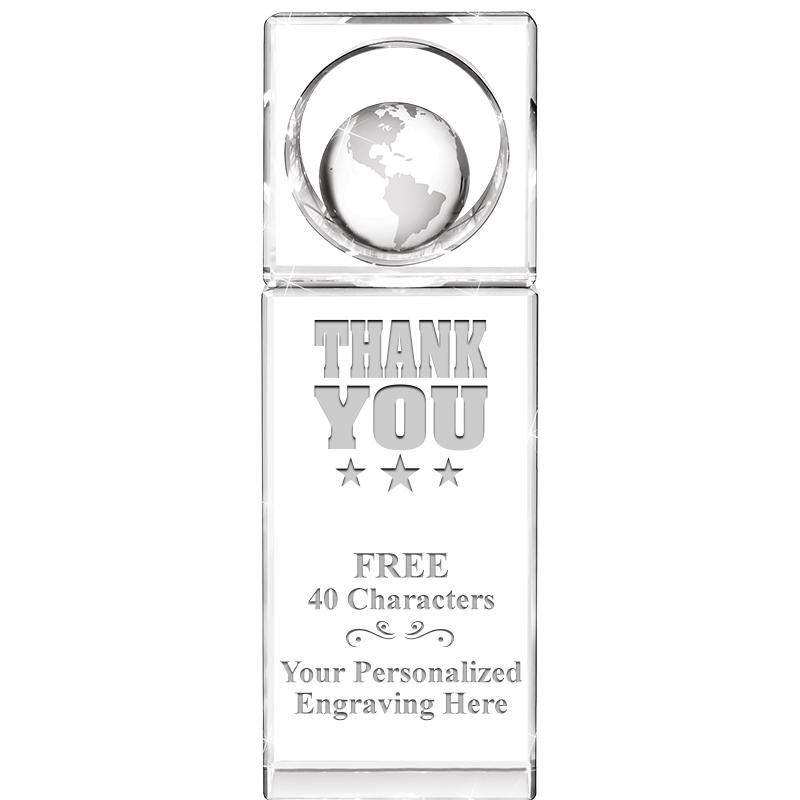 8"WINNERS CIRCLE GLOBE CRYSTAL