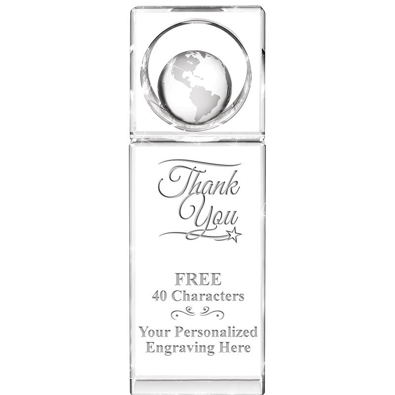 8"WINNERS CIRCLE GLOBE CRYSTAL