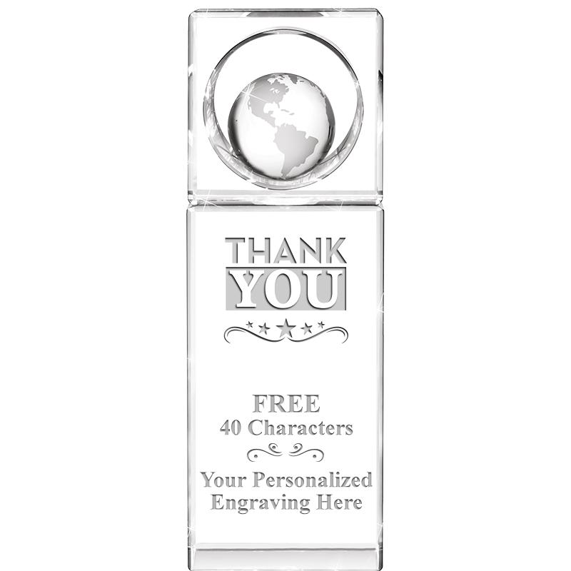 8"WINNERS CIRCLE GLOBE CRYSTAL