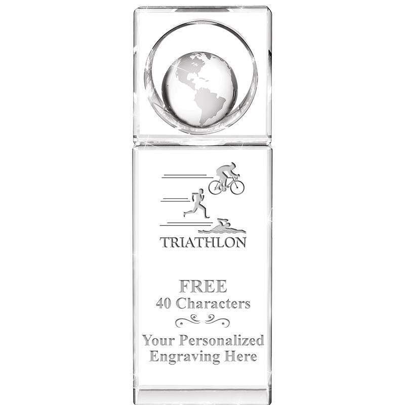 8"WINNERS CIRCLE GLOBE CRYSTAL