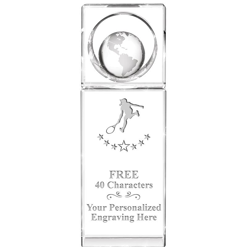 8"WINNERS CIRCLE GLOBE CRYSTAL