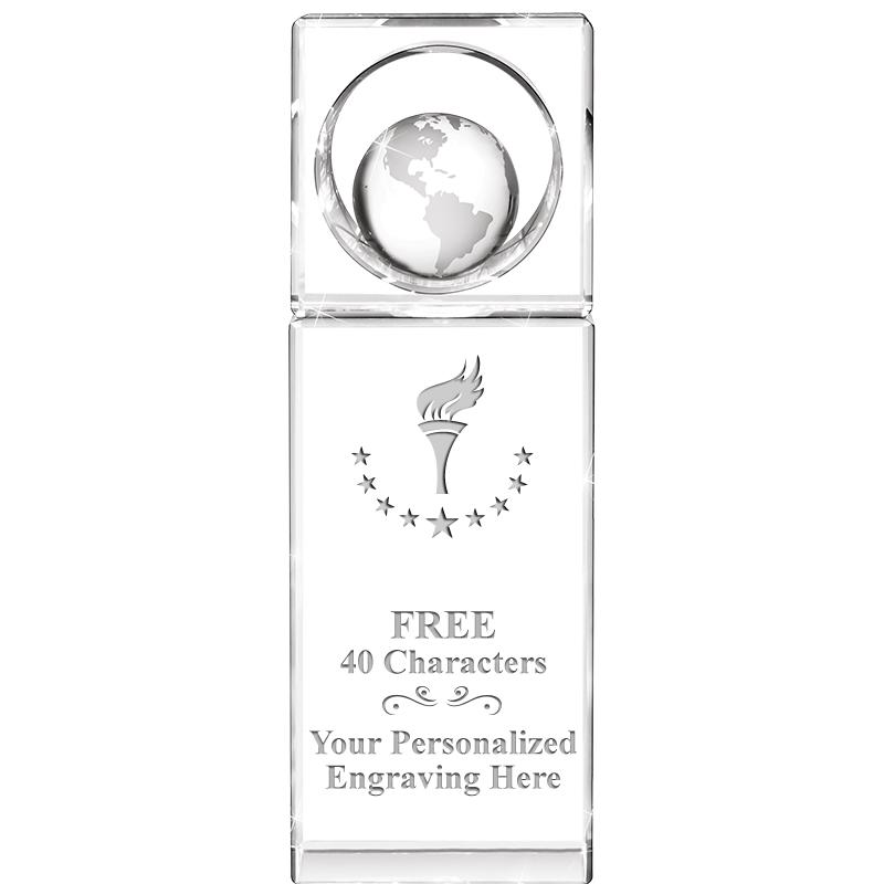 8"WINNERS CIRCLE GLOBE CRYSTAL