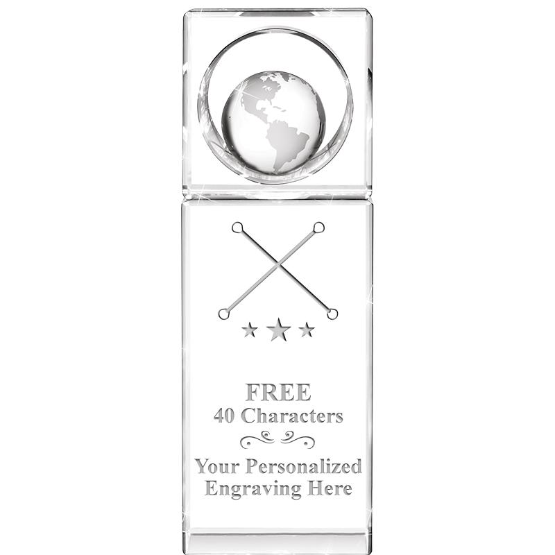 8"WINNERS CIRCLE GLOBE CRYSTAL