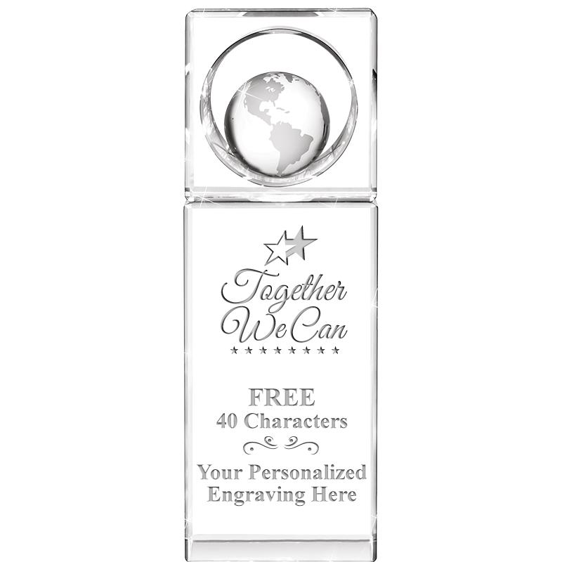 8"WINNERS CIRCLE GLOBE CRYSTAL