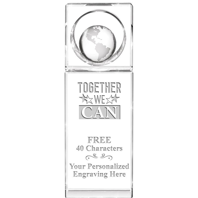 8"WINNERS CIRCLE GLOBE CRYSTAL