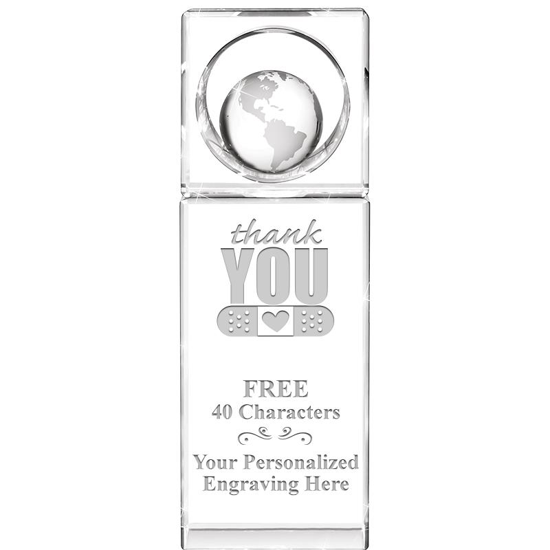 8"WINNERS CIRCLE GLOBE CRYSTAL