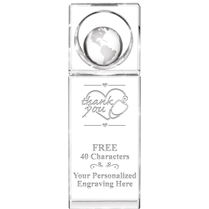 8"WINNERS CIRCLE GLOBE CRYSTAL